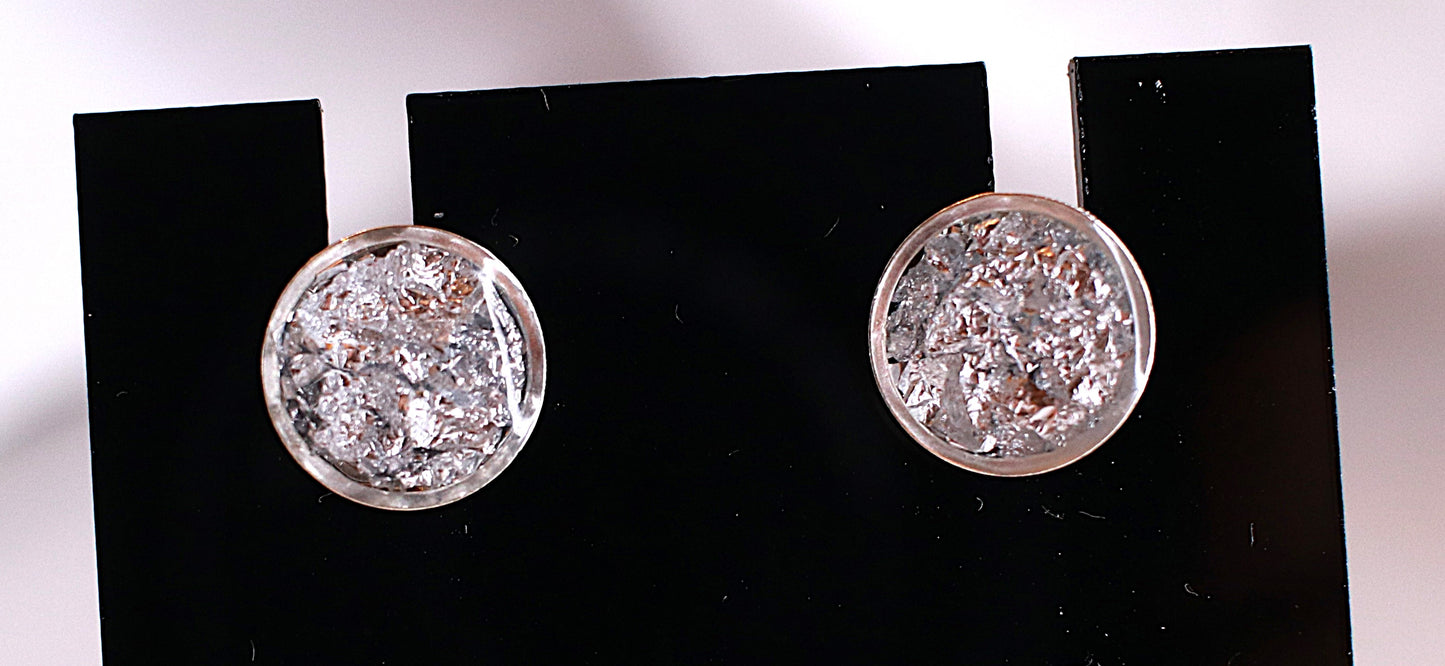 Stud earring - silver foil