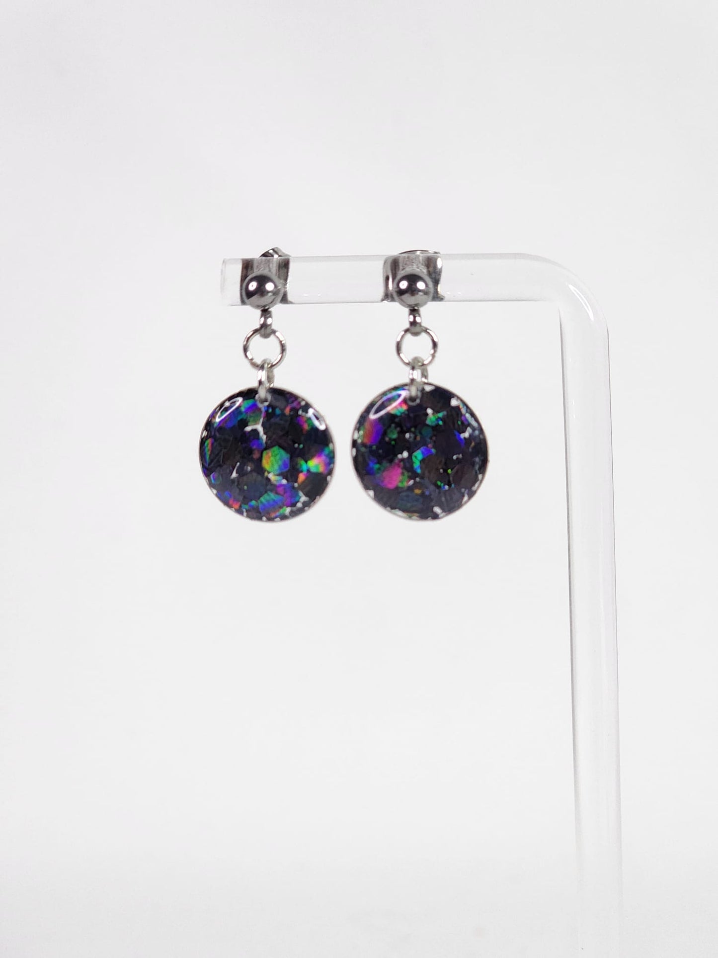 Short earrings - blue specs