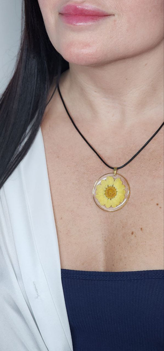 Yellow Pressed Flower Resin