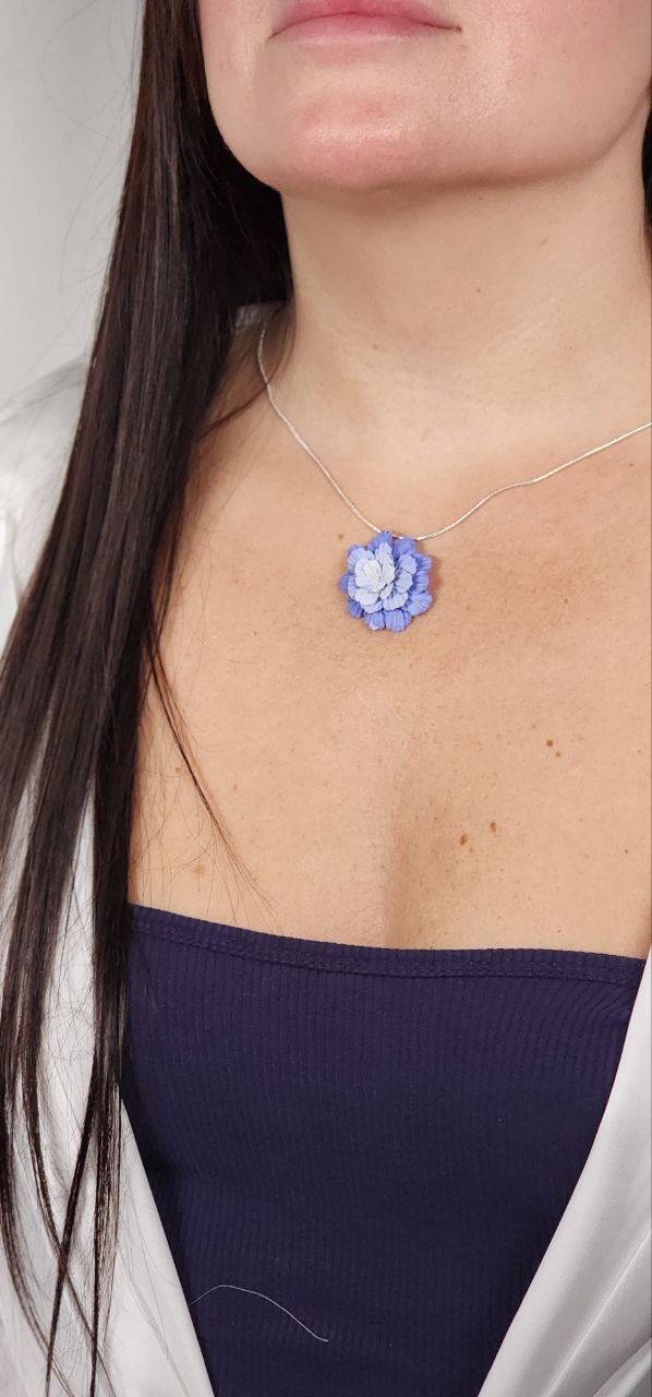 Blue & White Layered Blossom Pendant