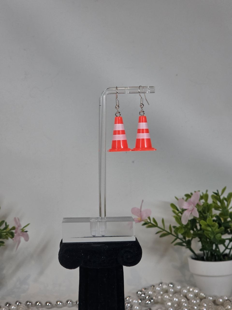 Construction cone earrings